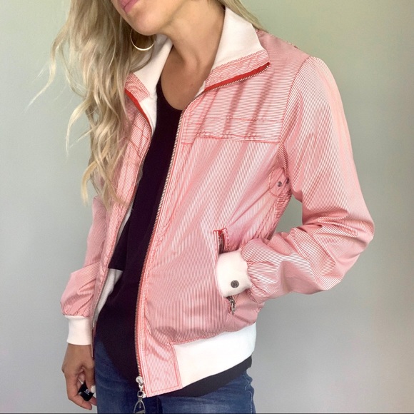 Diesel Jackets & Blazers - Diesel Red & White Striped Jacket Ribbed Cuffs M